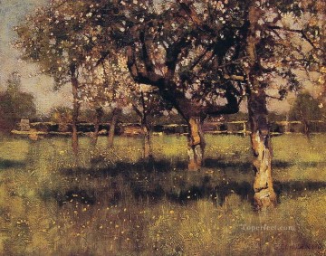 George Clausen Painting - An orchard in May modern scenery impressionist Sir George Clausen